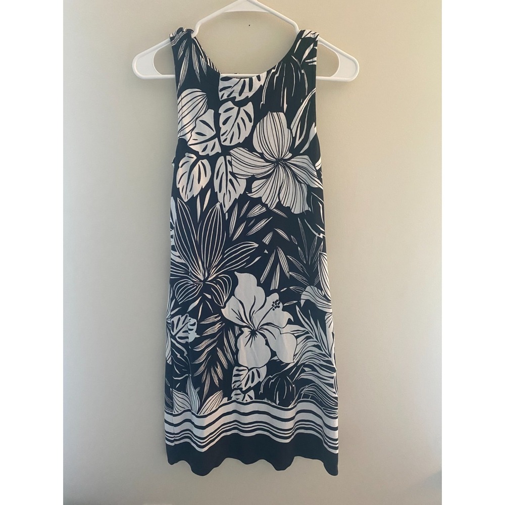 Tommy Bahama Dress Womens Small Black White Floral Sleeveless Shift